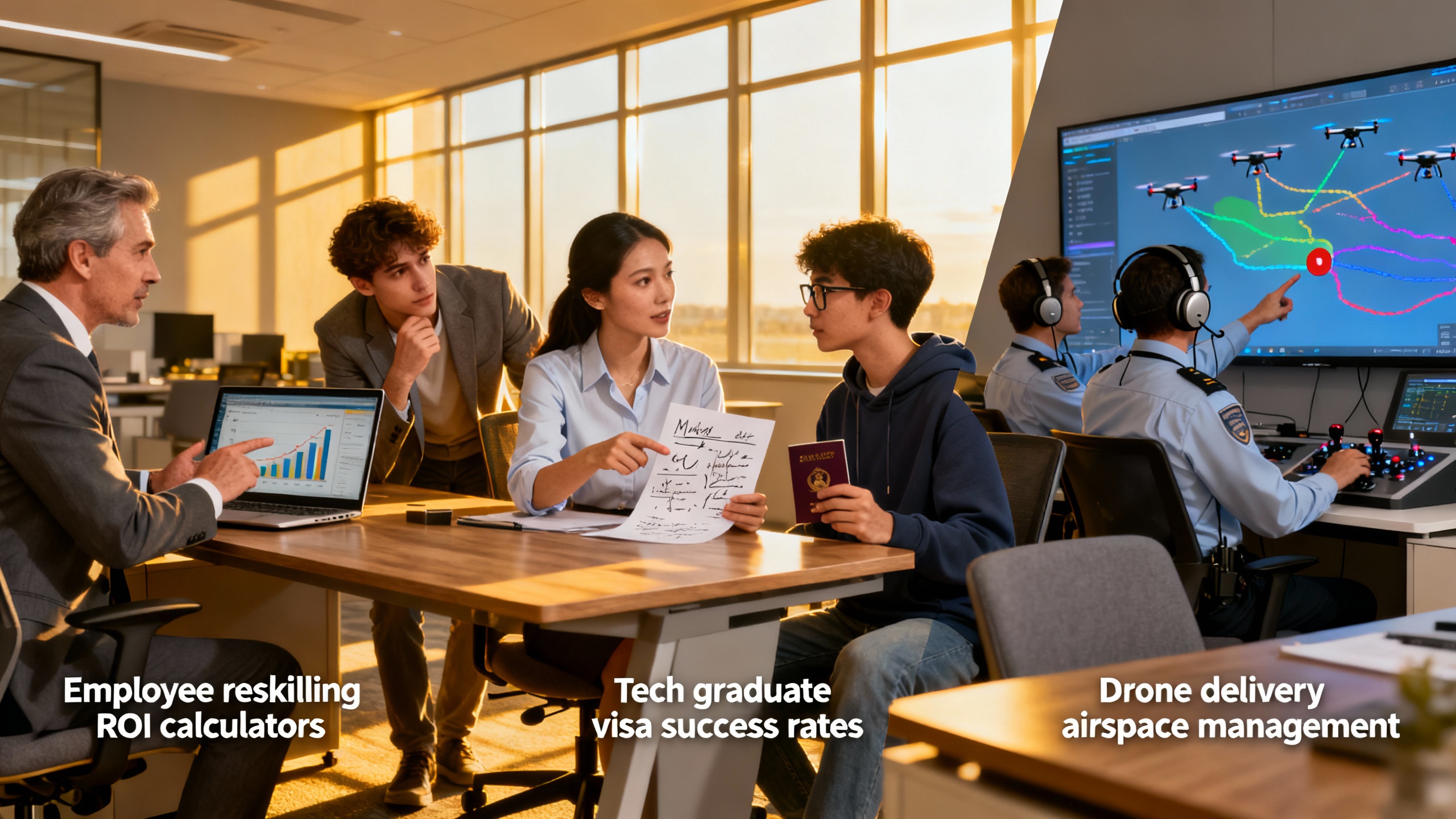 Complete Guide to Drone Delivery Airspace Management, Employee Reskilling ROI Calculators & Tech Graduate Visa Success Rates: Expert Analysis 2024